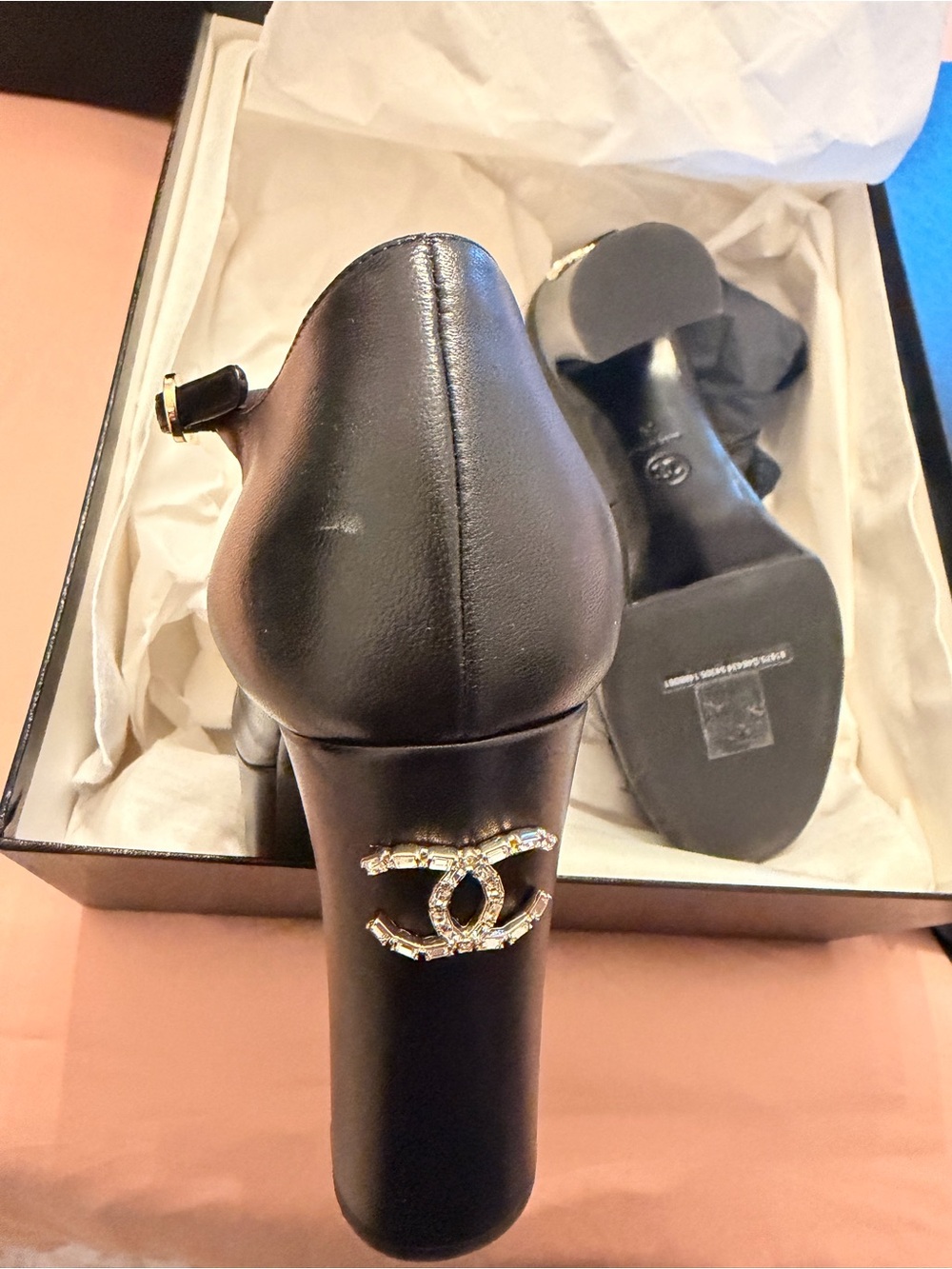 CHANEL Platform Mary Jane with Crystal CC Emblem - Picture 6 of 9